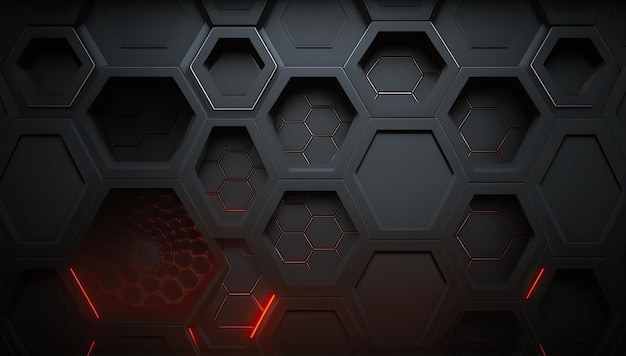 Modern dark background with hexagons Generative AI