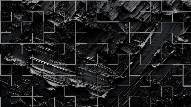 modern dark tile style dirty black dry paint abstract design background