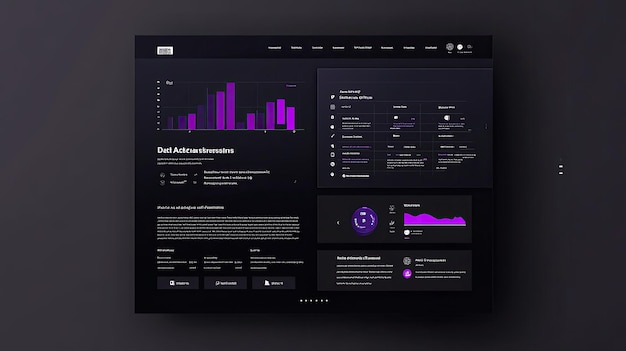 Modern darkthemed dashboard interface featuring colorful graphics and data visualizations for analytics and performance tracking