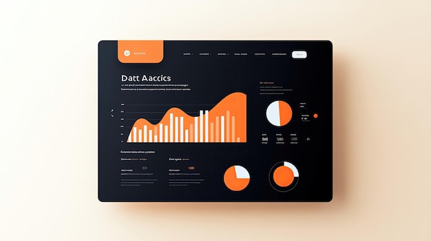 Photo modern data dashboard displaying analytics with charts and graphs in vibrant orange and black color scheme