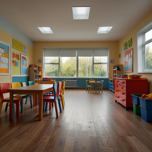 Photo modern day care nursery or preschool kindergarten school spacious interiors classroom