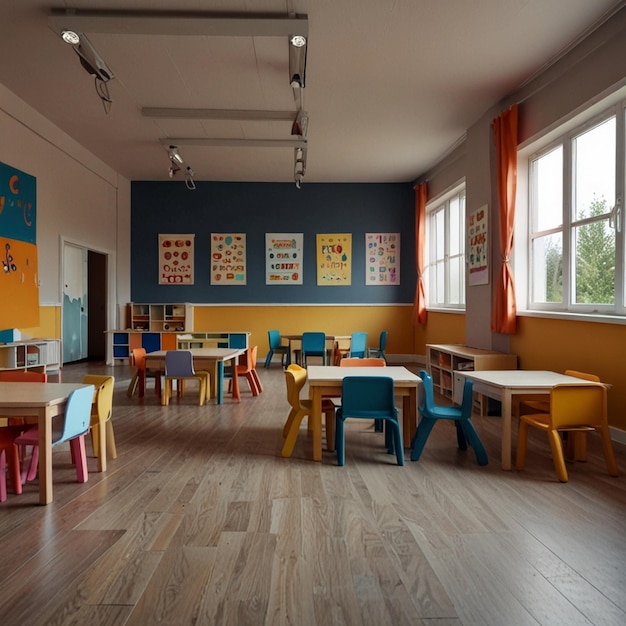 Photo modern day care nursery or preschool kindergarten school spacious interiors classroom