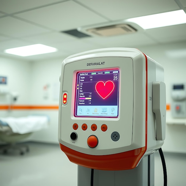 Modern Defibrillator with Glowing Screen in Sterile Environment