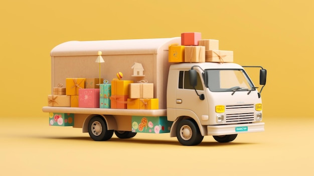 Modern Delivery Truck with packages AI generated