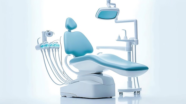 Modern dental chair on a white background dental equipment Generative AI