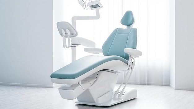 Modern dental chair on a white background dental equipment Generative AI