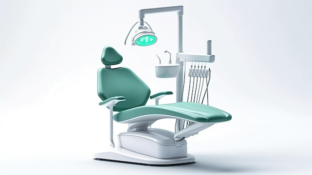 Modern dental chair on a white background dental equipment Generative AI