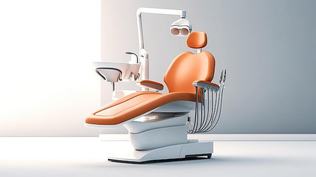 Modern dental chair on a white background dental equipment Generative AI