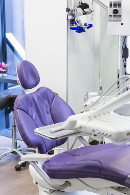 Modern dentist chair in clinic