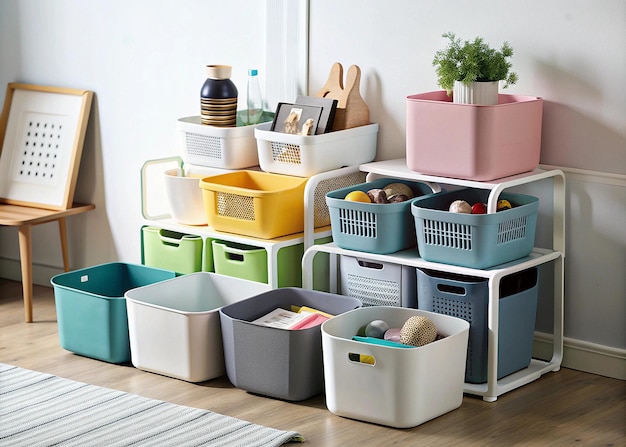 Photo modern design storage bin on a white background ideal for stylish and functional storage solutions