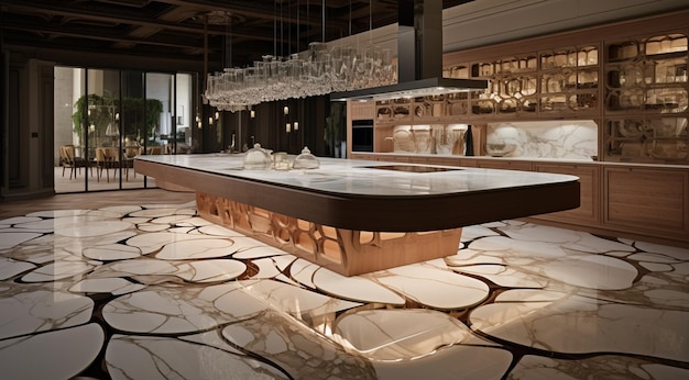 modern design with a modern marble island in the dining kitchen generativa IA