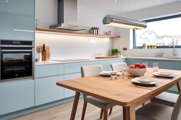 a modern designer kitchen with smooth handleless cabinets