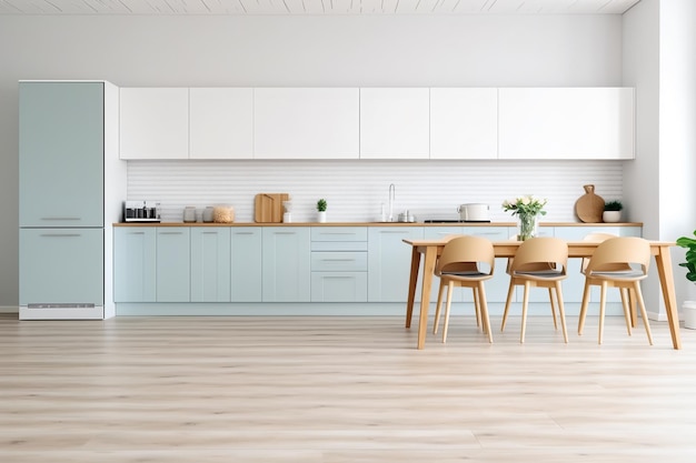 a modern designer kitchen with smooth handleless cabinets