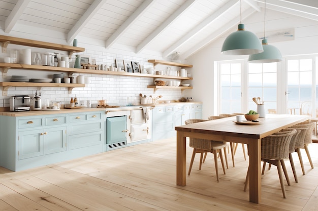 a modern designer kitchen with smooth handleless cabinets