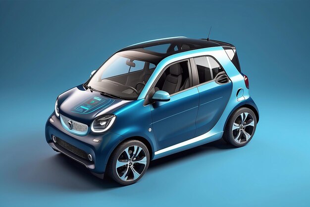 Modern digital smart car interface isolated opn blue background 3D rendering