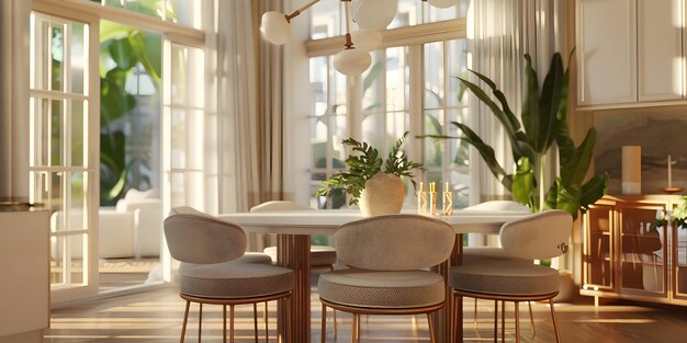 Photo modern dining room interior design illustration