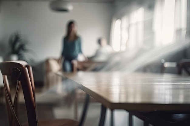 Modern dining room with a sleek table and chairs Generative AI