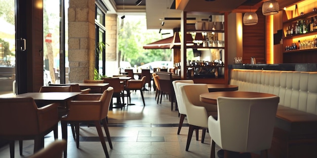 Modern Eatery Interior Stylish Furniture Empty Atmosphere Cozy Bar