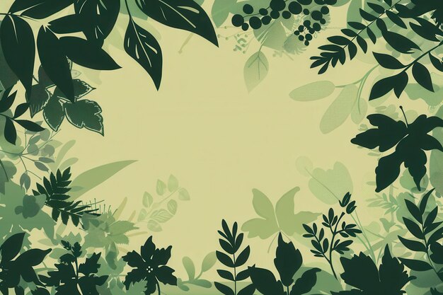 Photo a modern ecofriendly background featuring silhouettes of various leaves and flowers on a solid background perfect for ecodesign and green stores generative ai