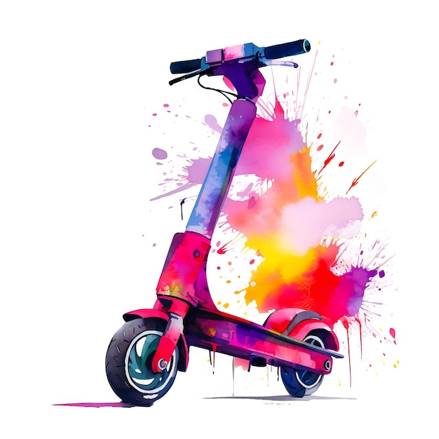 Modern electric scooter land vehicle square illustration