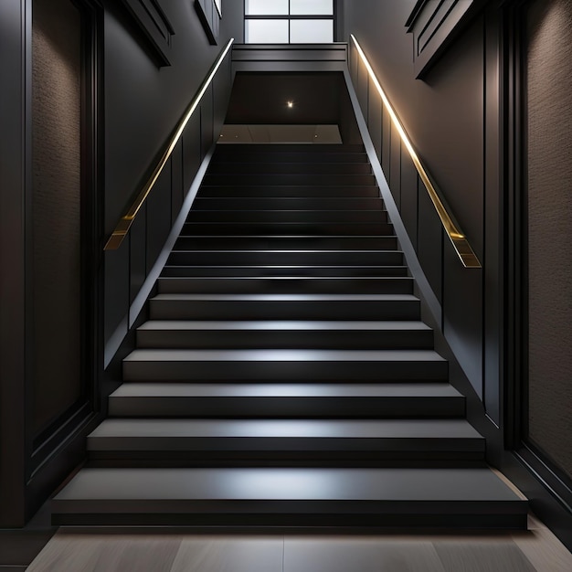 Modern elegant black cement stone stairs