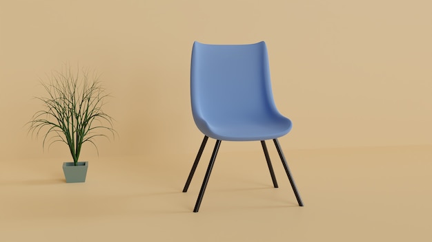 modern and elegant blue chair with tree