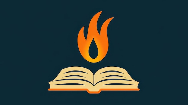 A modern emblem logo with a flame and Bible designed to inspire a deeper connection to faith