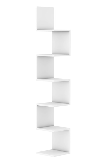 Modern Empty white Book Shelf in Clay Style on a white background. 3d Rendering