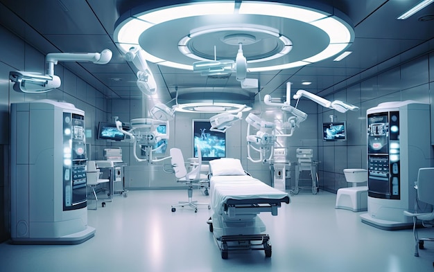 Modern equipment in operating room Medical devices for neurosurgery Ai generative