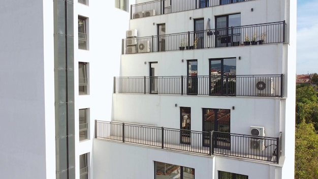 Modern european complex of apartment buildings Aerial view