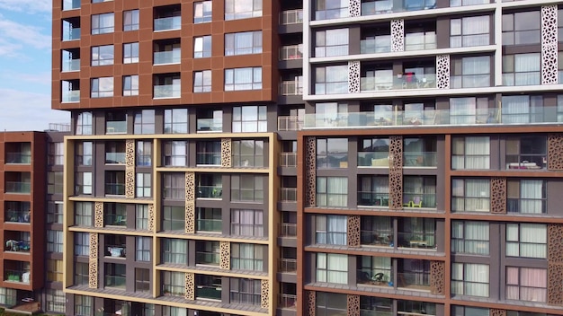 Modern european complex of apartment buildings Aerial view