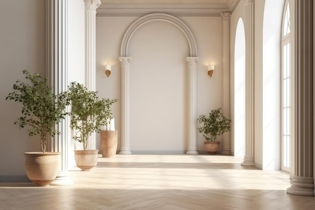 Modern European style home hall corridor renderings