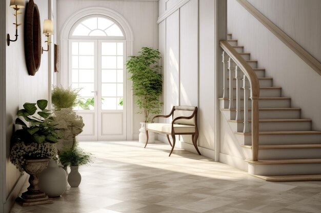 Modern European style home hall corridor renderings