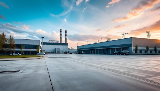 Modern factory buildings and warehouses