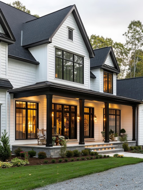 Modern Farmhouse with Black Trim and a Warm Welcoming Glow