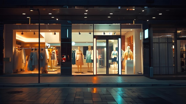 modern fashion store front in downtown shopping mall Generative AI