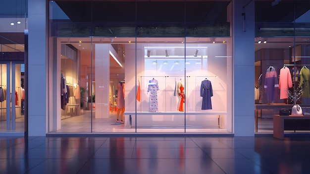 modern fashion store front in downtown shopping mall Generative AI