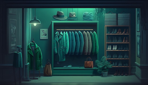 Modern Fashion Store with Trendy Clothes Generative ai