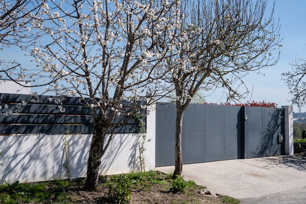 Modern fence made of concrete and iron