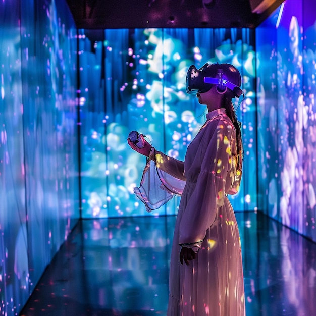 Photo modern festival with virtual reality experiences and futuristic entertainment