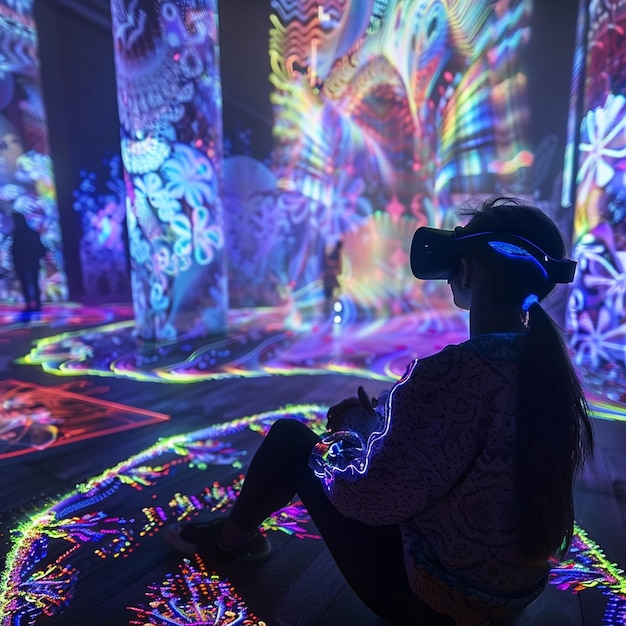 Photo modern festival with virtual reality experiences and futuristic entertainment