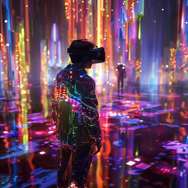 Photo modern festival with virtual reality experiences and futuristic entertainment