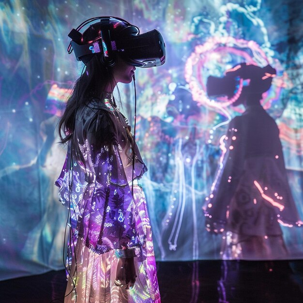 Photo modern festival with virtual reality experiences and futuristic entertainment