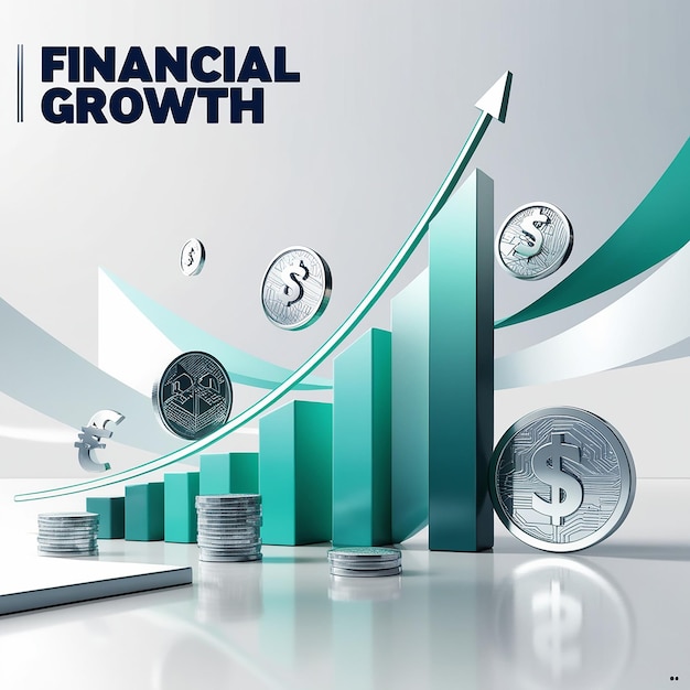 Modern Financial Growth Graph with Futuristic Elements