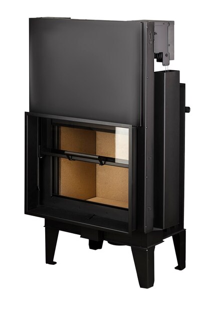 Modern fireplaces for heating from metal and heatresistant glass