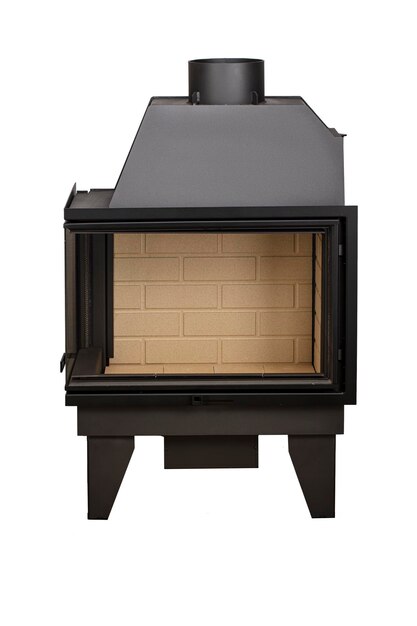 Modern fireplaces for heating from metal and heatresistant glass