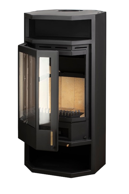 Modern fireplaces for heating from metal and heatresistant glass