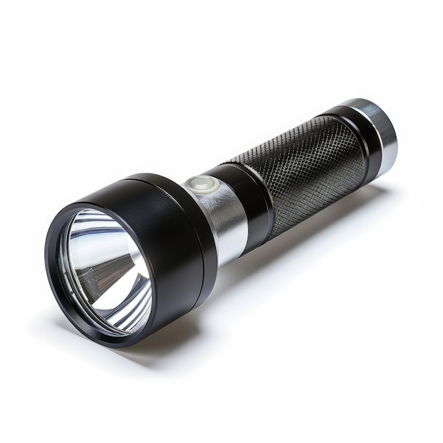 Modern flashlight on white background