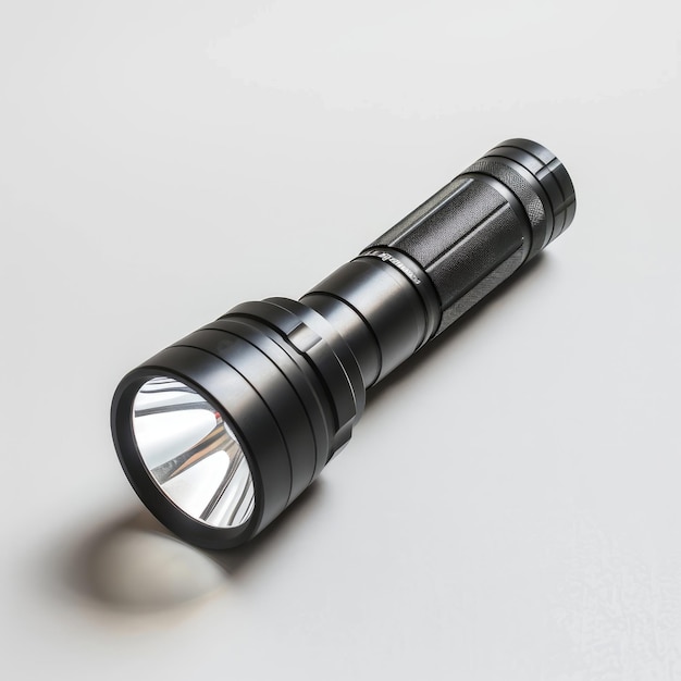 Modern flashlight on white background