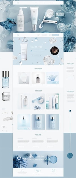 Modern flat design website template with clean and minimalistic cosmetic products